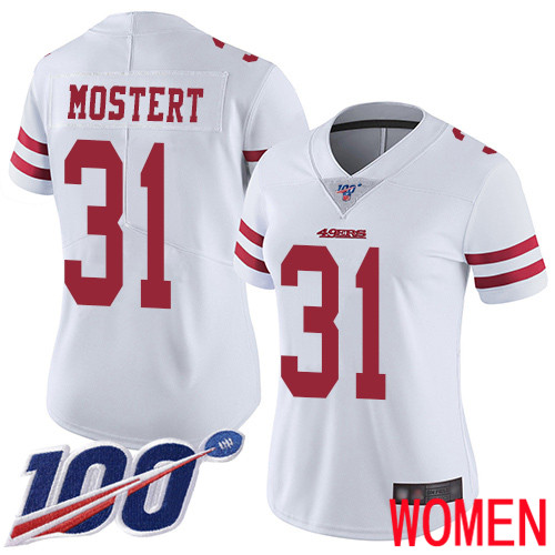 San Francisco 49ers Limited White Women Raheem Mostert Road NFL Jersey #31 100th Season Vapor Untouchable->youth nfl jersey->Youth Jersey
